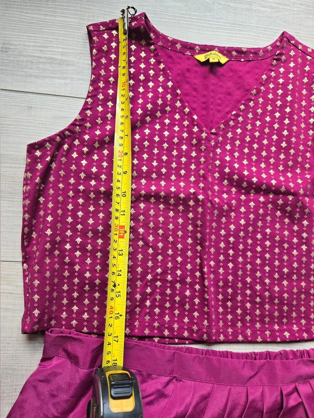 Global Desi Magenta Embellished Open-Front Cape and Dress Lengha Set